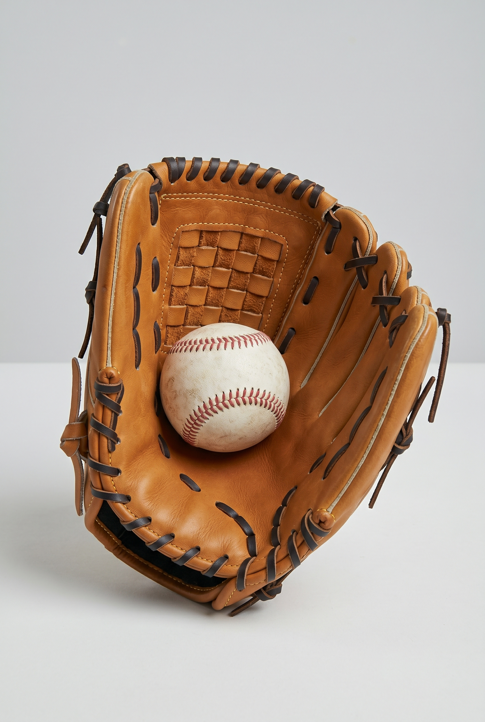 Premium Brown Baseball Glove with Classic Black Lacing