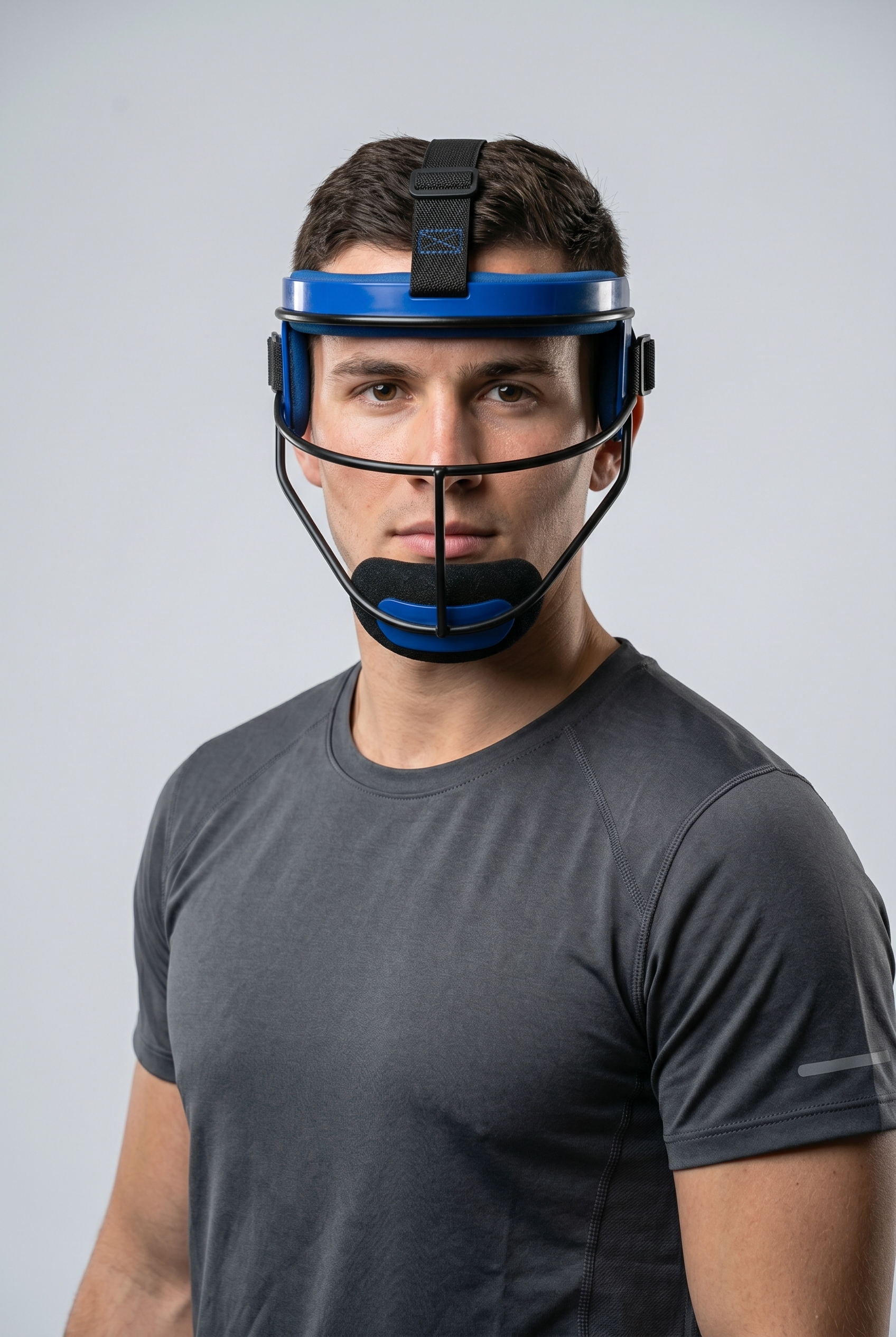 Protective Baseball Face Mask with Blue Padding