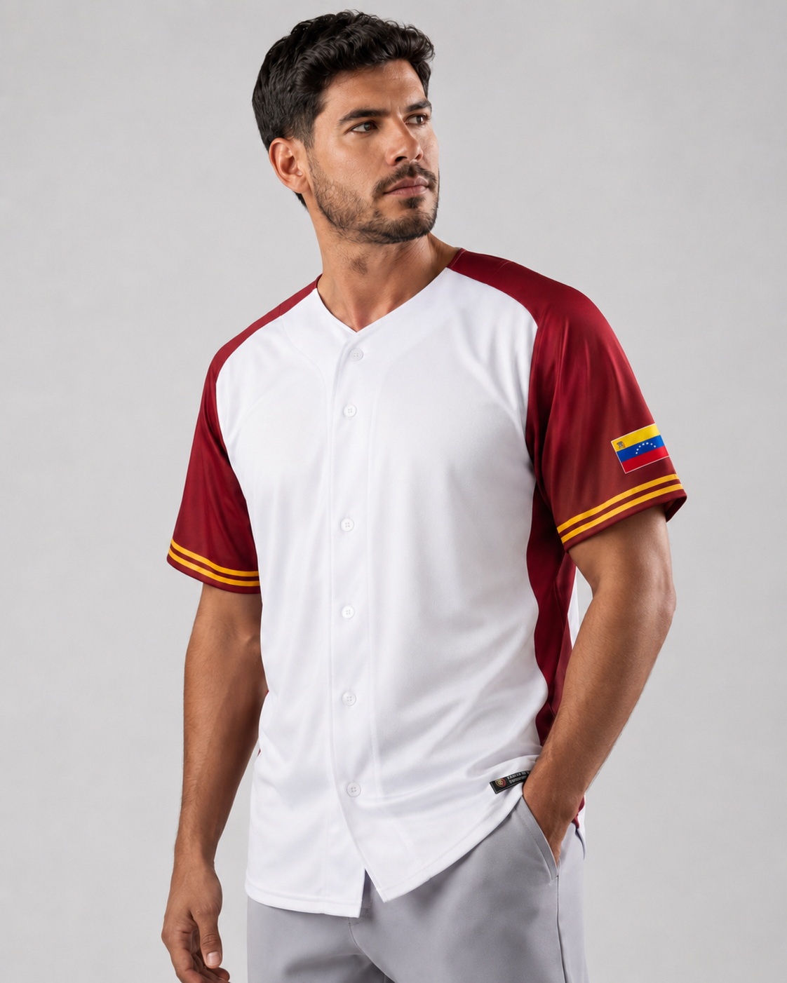 Venezuela white and wine baseball jersey